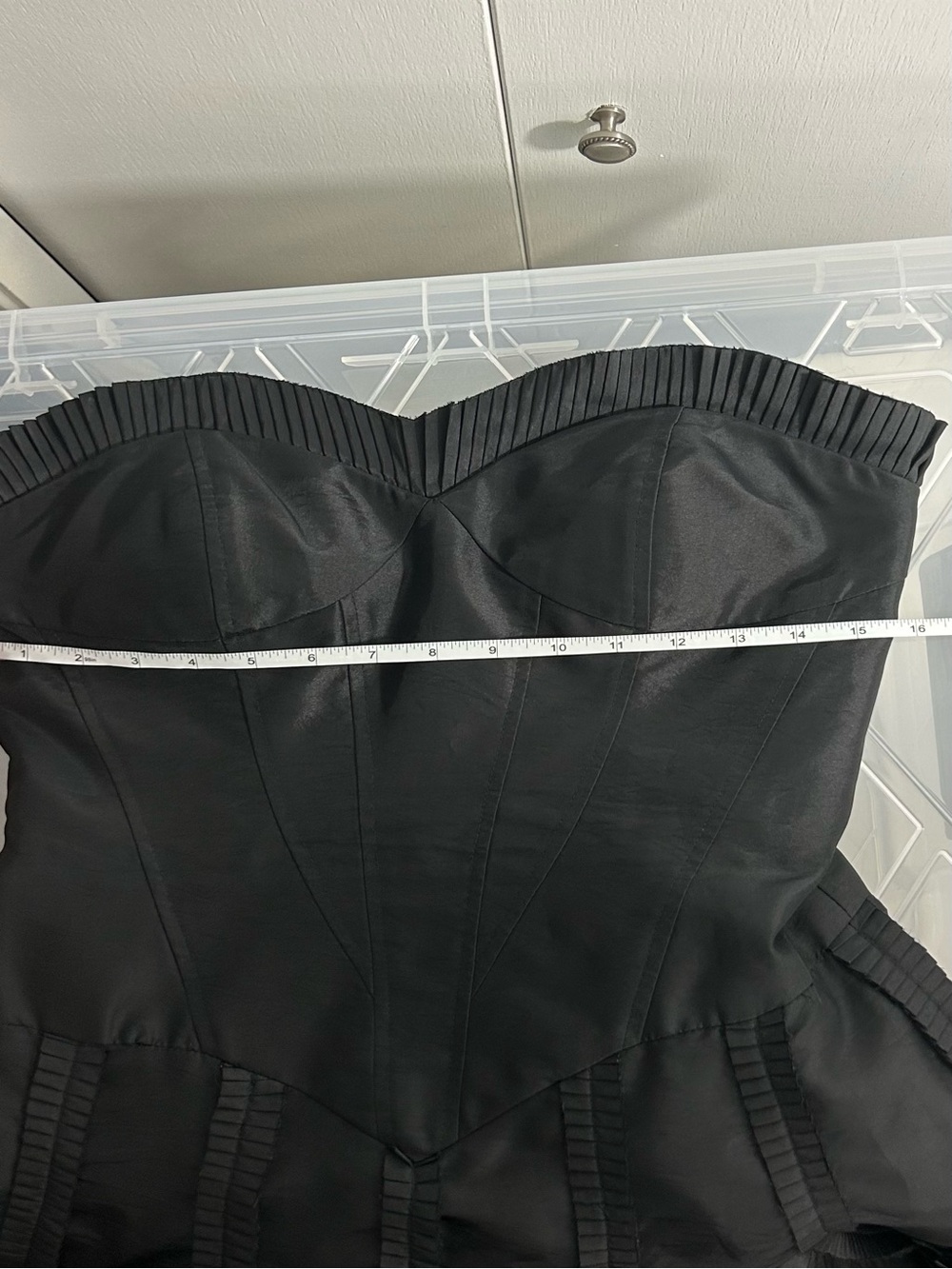 Basix II Strapless Pleated Rosette Cocktail Dress Black Size 6 - Picture 11 of 13